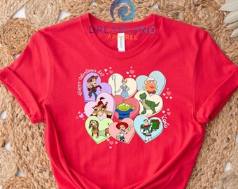 Valentine Toy Story Shirt, Valentine Disney Characters Pink T-Shirt, Valentine's Day Shirt, Disney Valentines Shirt, Happy Valentine Tee