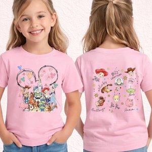 Disney Toy Story Signatures 2 Sides Kids Shirt, Buzz Lightyear Tee, Sheriff Woody Tee, Jessie Shirt, Slinky Dog Tee, Bo Peep Tee, Hamm Shirt image 1