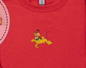 Pluto Embroidered Sweatshirt, Embroidery Pluto Hoodie, Disney Dog Hoodie, Mickey Friends Hoodie, Disney Trip Gifts, Pluto Birthday Kids Gift