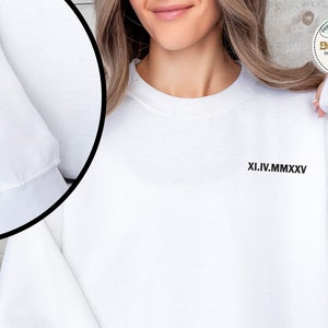 Custom Roman Numeral Sweatshirt, Couple Sweatshirt Initial On Sleeve, Anniversary Year Sweatshirt ,Personalized Date Hoodie,Valentines Sweat