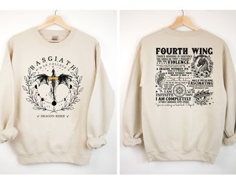 Fourth Wing Sweatshirt, Dragon Rider Sweatshirt, Basgiath War College Shirt, The Empyrean Series,Violet Sorrengail Fantasy Book