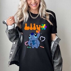 Custom Stitch Shirt, Teacher Gift Tee, Custom Stitch Shirt, Teachers Name Shirt, Stitch Shirt, 1st Grade Kids Tee, First Day Of School Tee