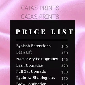 Price List-Pink