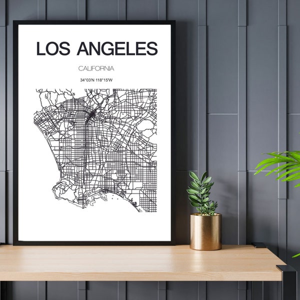 Los Angeles Map Print, LA, Karte Kalifornien, Los Angeles Map Poster, Los Angeles, California, LA Map, City Map Print, Schwarzweißkarte