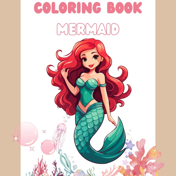 Coloring Mermaid - Mermaid Coloring Pages - Printable Mermaid Coloring Book - Activity - Activity Coloring Book For Kids - INSTANT DOWNLOAD