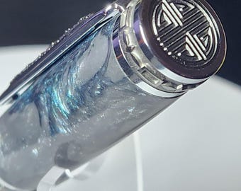 Emperor ball point pen with turquoise and gray resin