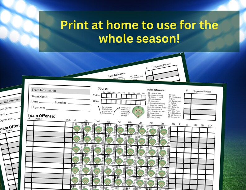 Instant Download Baseball Scorebook Little League Softball - Etsy