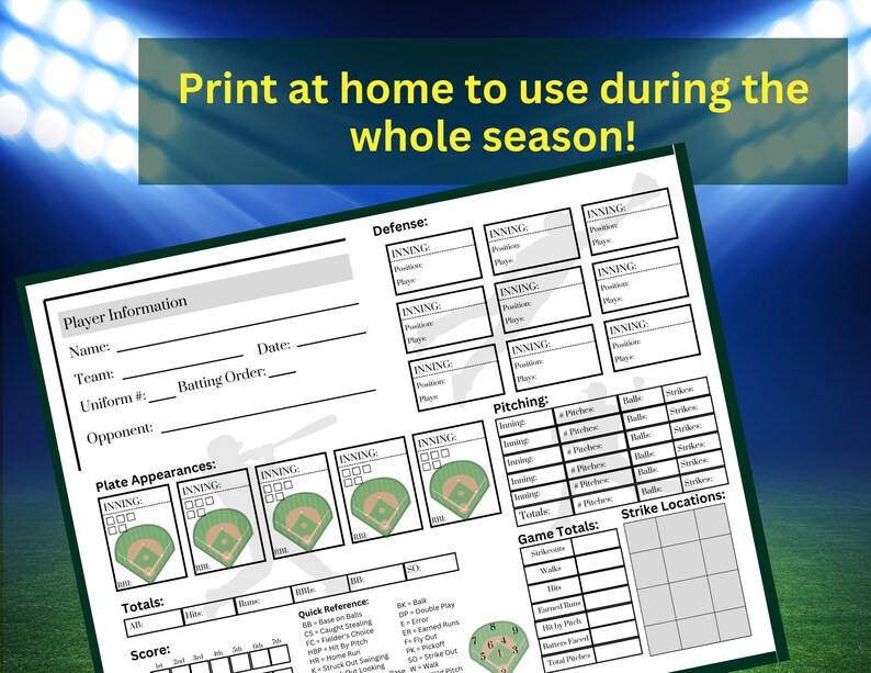 The Ultimate Individual Printable Baseball Scorecard With Instructions