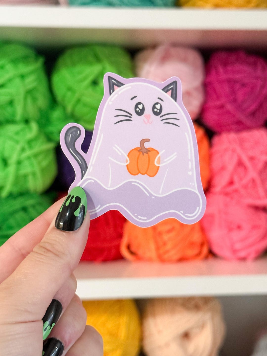 Ghost Cat Halloween Sticker Spooky Season Cute Ghost - Etsy