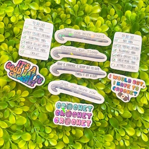 Holographic crochet sticker crocheter sticker yarn sticker crochet lady fiber artist crochet hook sticker