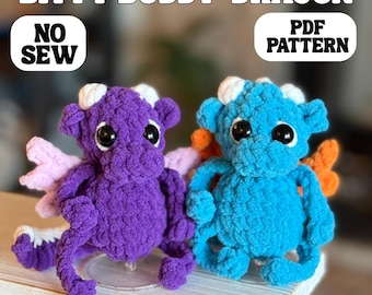 No sew Dragon crochet pattern amigurumi PDF download beginner friendly crochet bitty buddy quick and easy pattern