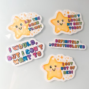 Holographic Gold star stickers funny stickers snarky stickers sarcastic stickers job stickers anxiety sticker gift idea for her boss gift