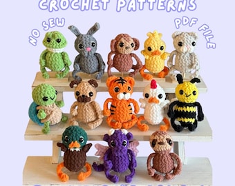 Haakpatroonbundel zonder naaien beginner amigurumi dieren knuffel gehaakt eenvoudig op de markt te maken