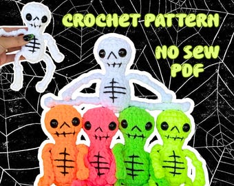 Gehaakt skeletpatroon zonder naaien Halloween-amigurumi spooky bitty skelly