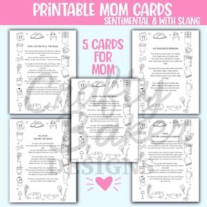 Cartão de mãe para impressão para o dia das mães, cartão de aniversário para mãe, download digital, cartão para impressão para presente de mãe, poema para mãe, cartão engraçado para mãe