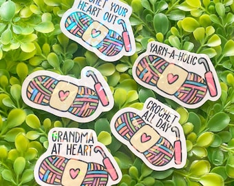Holographic crochet sticker crocheter sticker  yarn sticker crochet hook sticker fiber artist sticker for crafter crochet lover merch