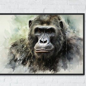 Gorilla Wall Art Monkey Painting Impressionist Art Animal Living Room Wall Decor Printable Art Digital Download Wildlife Poster #1