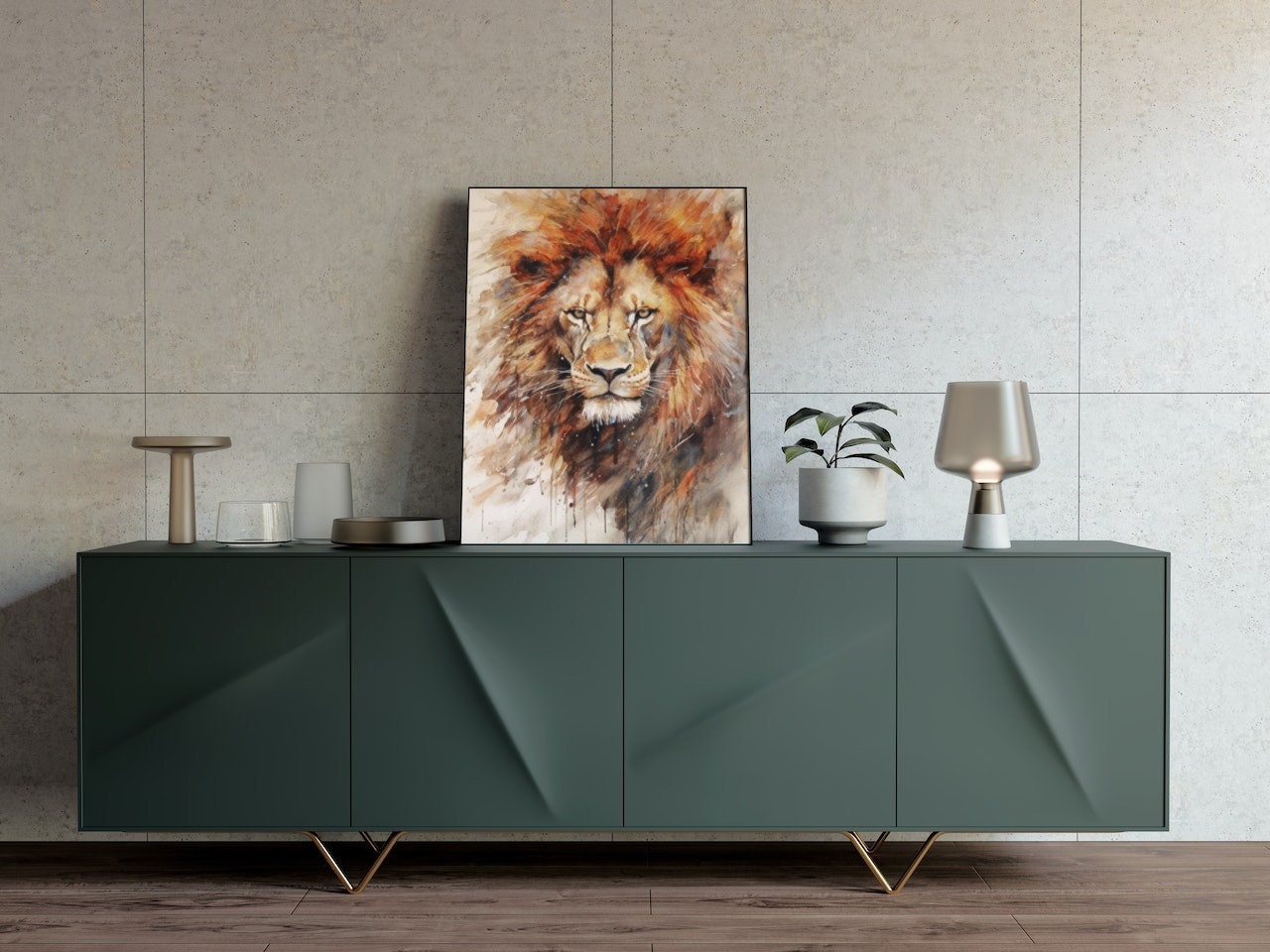 Lion Wall Art for Living Room Lion Painting Impressionist Art Animal ...