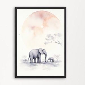 Elephant Wall Art Elephant Painting Impressionist Art Animal Living Room Wall Decor Printable Art Digital Download Wildlife Poster #6