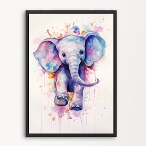 Elephant Wall Art Elephant Painting Impressionist Art Animal Living Room Wall Decor Printable Art Digital Download Wildlife Poster #2