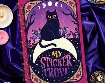 Sticker Book Cat Tarot Album Reusable Holographic Sticker Storage for Unused Stickers 5.5x8.5 Dual sided silicone coated sheets