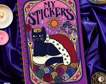 Sticker Book Cat Tarot Album Reusable Holographic Sticker Storage for Unused Stickers 5.5x8.5