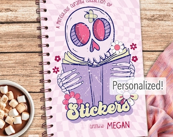 Sticker Book Personalized Bookish Pink Album Reusable Holographic Sticker Storage for Unused Stickers 5.5" x8.5" 50 sheets