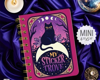 Sticker Book Cat Tarot Reusable Sticker Storage for Unused Stickers 4.25x5.5 50 Sheets Holographic Mini Size
