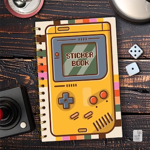 Sticker Book Retro Handheld Gaming Console Reusable Sticker Storage for Unused Stickers 5.5x8.5 50 Sheets Holographic