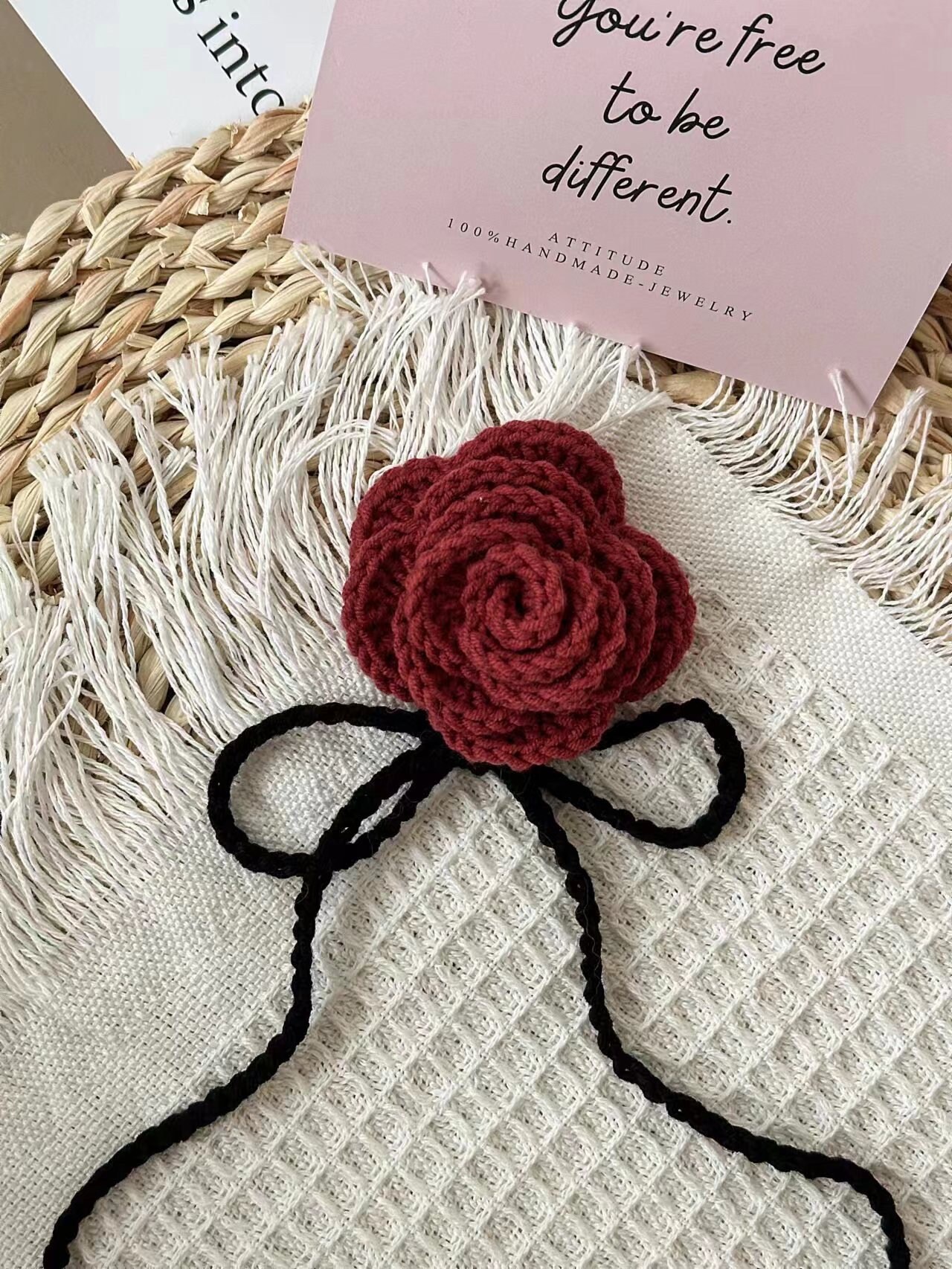 Crochet Rose Choker, Crochet Rose, Crochet Rose Necklace