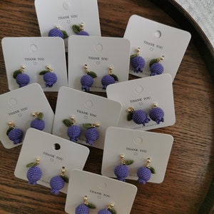 Blueberry crochet earrings, Microcrochet earrings, handmade earrings