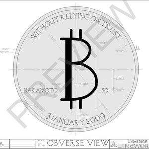 Vintage, blueprint style, bitcoin, poster, digital download, printable, wall art, engineer gift, crypto, decor, large, engineering, drawing