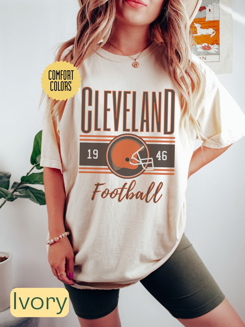 Cleveland Comfort Colors Retro T-Shirt, Vintage Cleveland Unisex Shirt, Cute Cleveland Gift, Women Cleveland Tailgate Shirt image 1