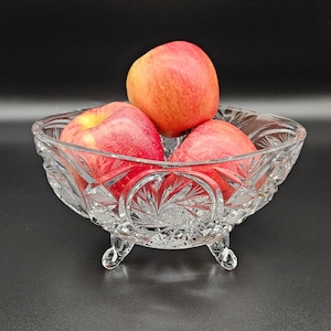 Vintage Art Deco Style Heavy Lead Crystal Glass Bowl / Bonboniere 1940s