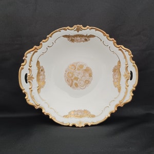 Vintage Reichenbach Handled Bowl / Gold Flowers and Trim / Germany