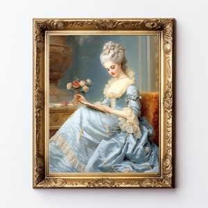 Rococo Lady Reading Marie Antoinette Art Print - Renaissance, Victorian 5