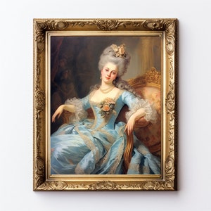 Rococo Lady Marie Antoinette Art Print Blue - Renaissance, Victorian