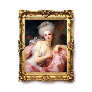 Mademoiselle Rococo Lady Marie Antoinette Art Print - Renaissance, Victorian, Pink Gown