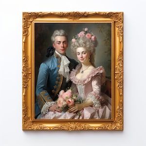 Rococo Couple Portrait Art Print Oil Painting Rococo - Etsy