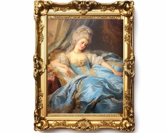 Marie Antoinette Rococo Art Print - Renaissance, Victorian, Blue