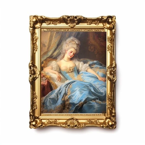 Marie Antoinette Rococo Art Print - Renaissance, Victorian, Blue