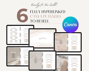6 PLR Digital Planner Bundle, Canva Templates To Resell