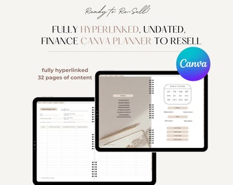 Financial Digital Canva Planner, PLR Template (Commercial Use)