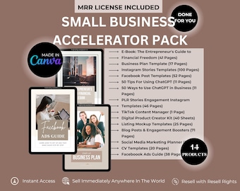 Small Business Accelerator Pack: MRR Templates & ChatGPT Prompts (Canva Editable)