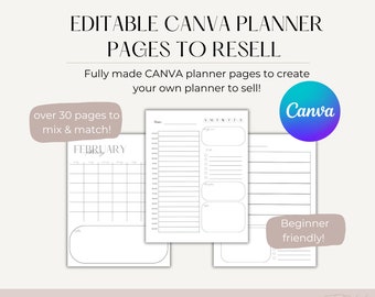 Canva Planner Template, PLR Editable Pages (Digital Download) Make Your Own Planner