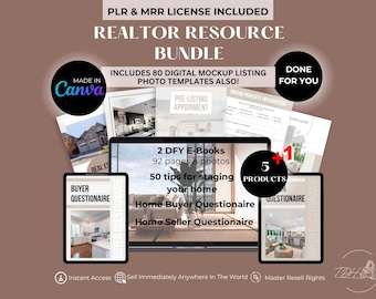 Realtor Business Bundle: Canva Templates, Questionnaires (MRR PLR, Digital Download)