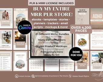 MRR PLR digitale productbundel: 4200+ pagina's, canva bewerkbaar (digitale download)