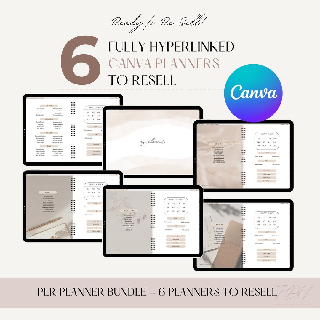 6 PLR Digital Planner Bundle, Canva Templates to Resell - Etsy
