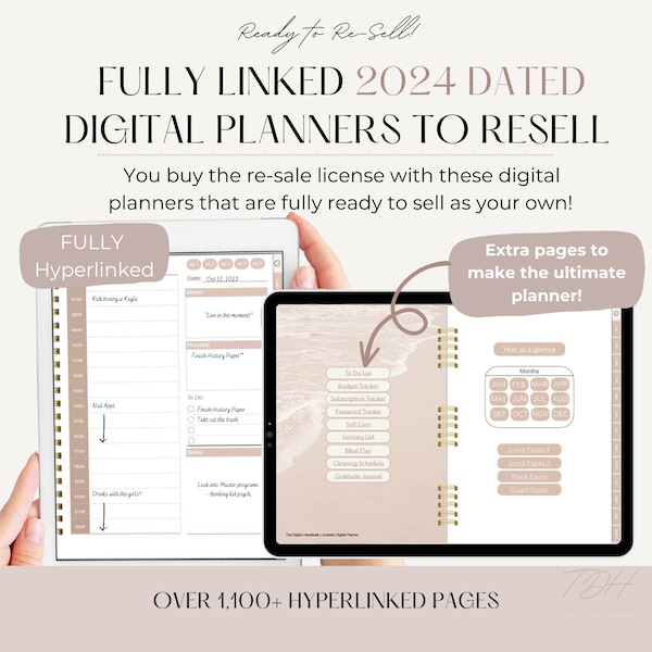 2024 Dated Planner Bundle, Digital Planner Bundle, PLR Planner To Sell, PLR Planner, PLR Templates, Planner For Commercial Use, Sell on Etsy