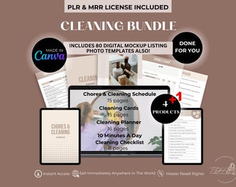 Cleaning Planner Bundle | Resell Rights Canva Templates (Digital Download)